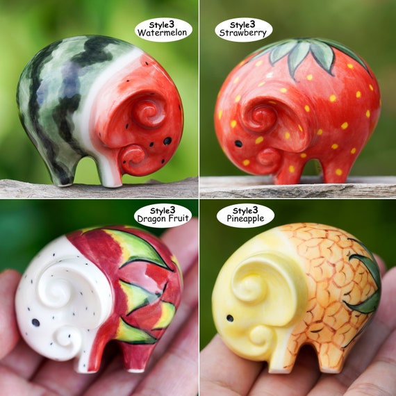 手作り陶器のイチゴの象の置物：ホームデコレーションギフト - Etsy 日本