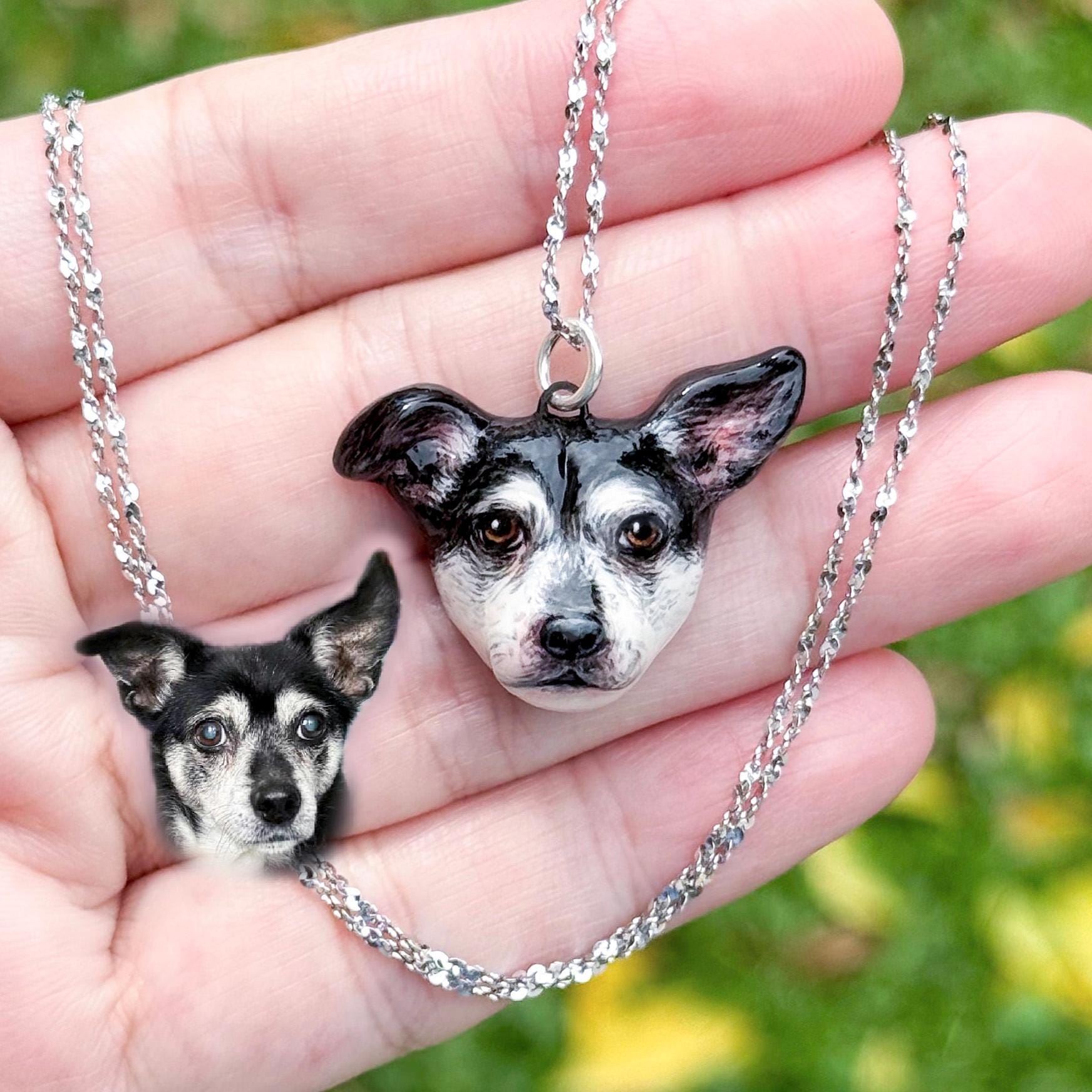 ＊Handmade Animal　ネックレス Pet Memorial Necklace, Custom Dog Portrait Pendant, Personalized