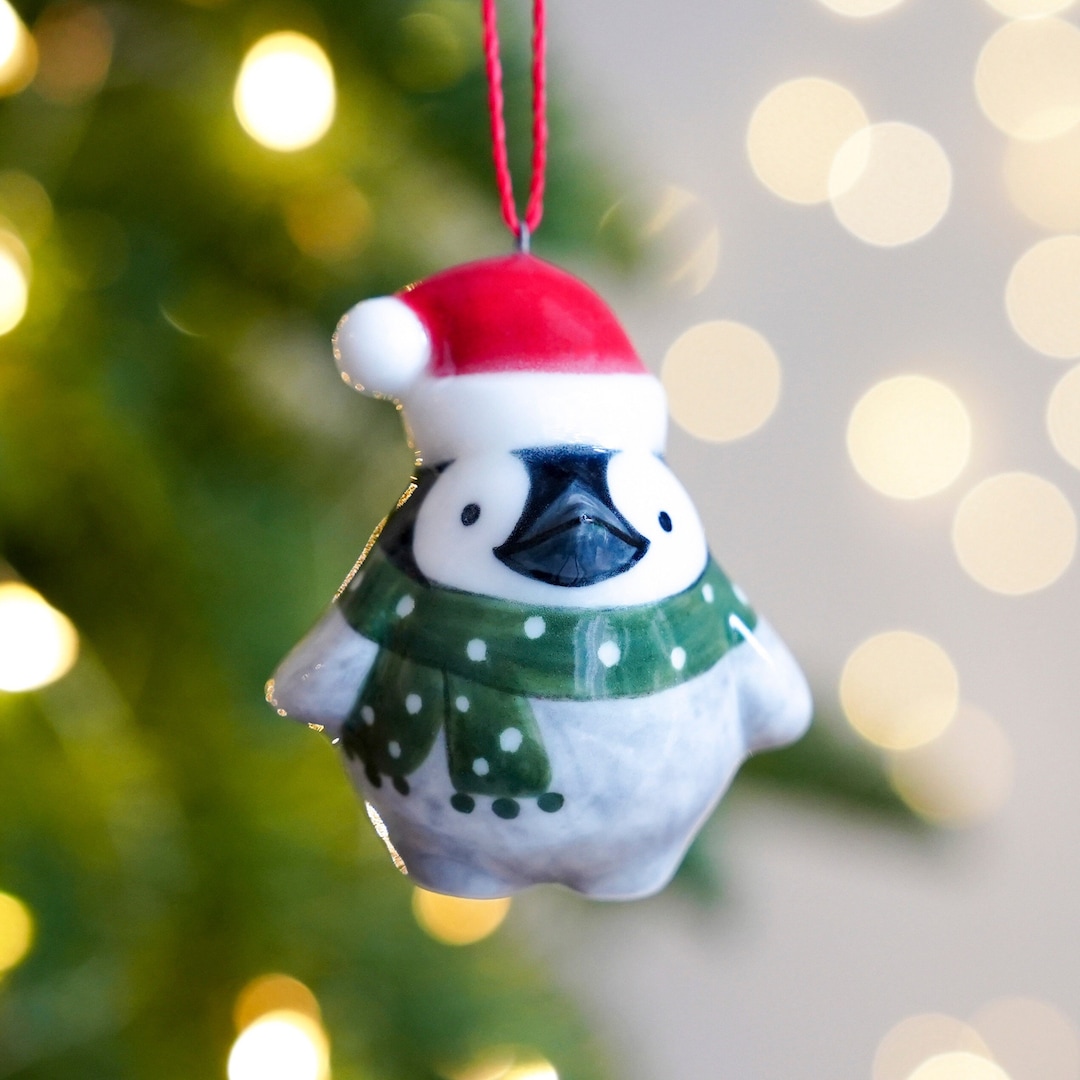 Penguin Hanging Christmas Ornaments, Ceramic Penguin, Cute Penguin