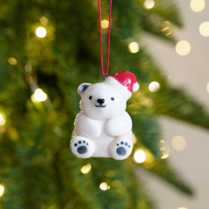 Handmade Ceramic Bear Figurines, Christmas Ornaments, Desk Decor, Animals Lovers Gift image 9