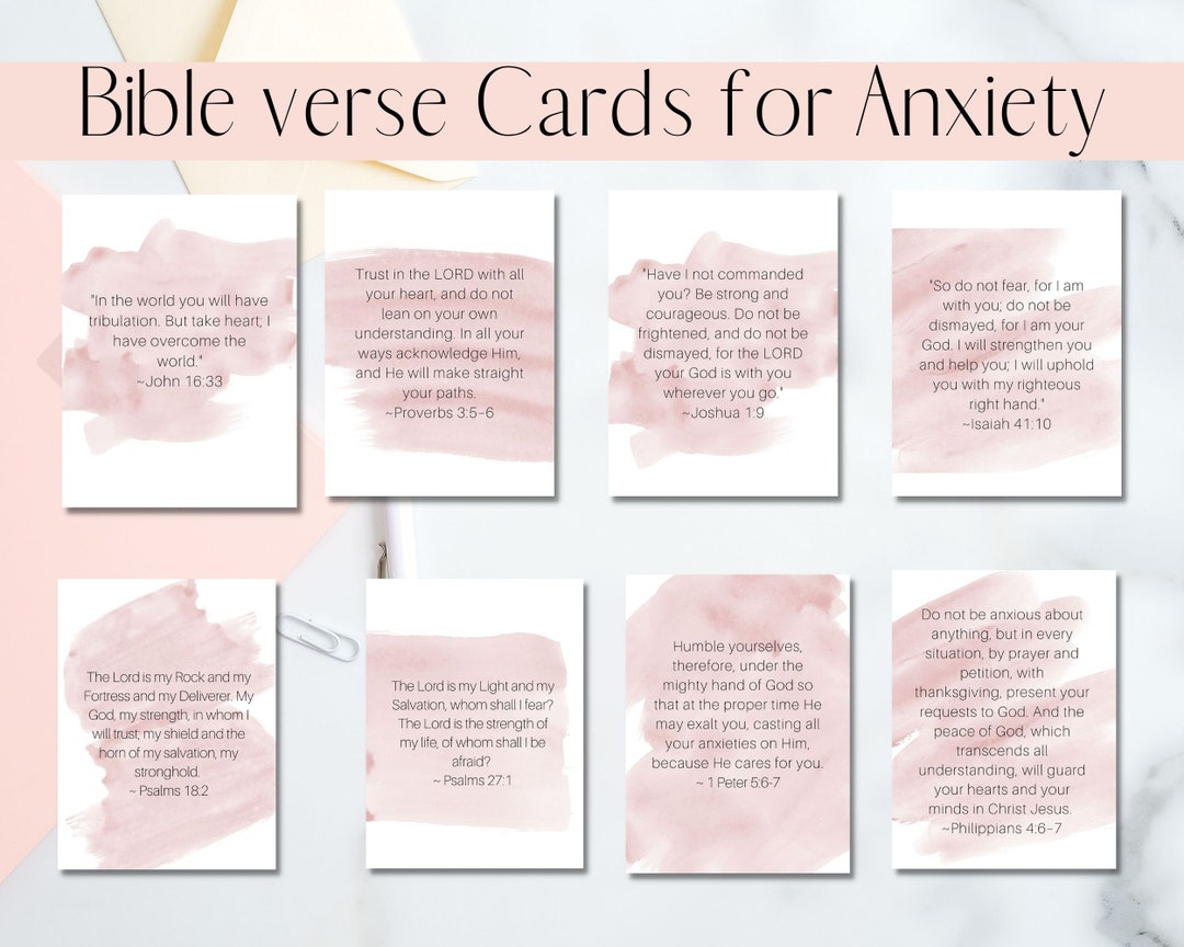 Women’s Bible Verse Cards Digital Download for Anxiety | 8 Watercolor ...