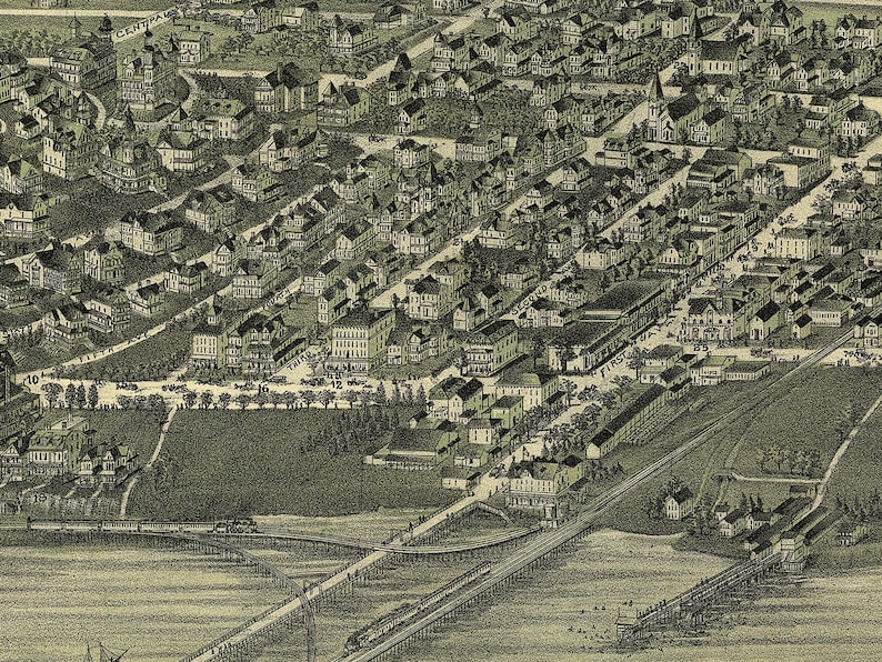 1894 Atlantic Highlands New Jersey Map Panoramic Old City Etsy