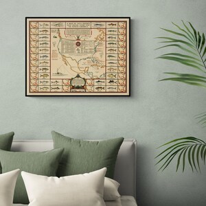 1936 A Map of Well Known Salt Water Game Fish of North America - Salt Water Fishing Art Print Poster Wall Map bild 2