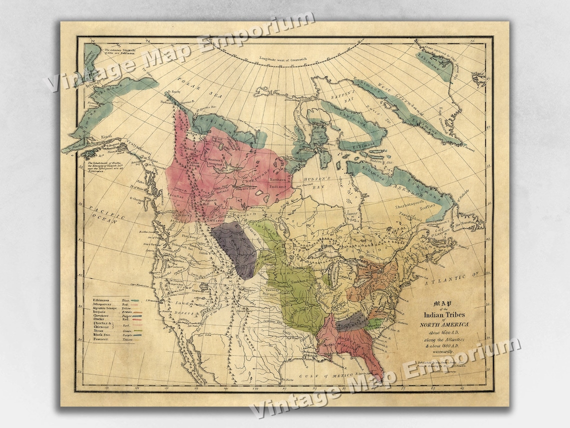 1836 Map of the Indian Tribes of North America About 1600 A.D ...