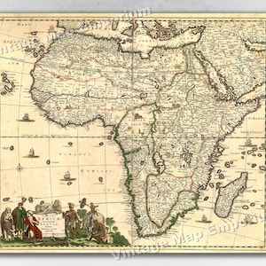 1688 Map of Africa and the Mediterranean - Old World Vintage Style Wall Map Art Print Poster
