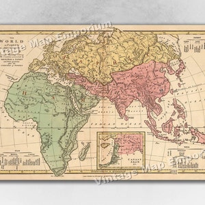 1818 Map of the World as Peopled by Descendents of Noah - Vintage Biblical Map Art Print Poster