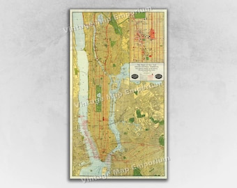 1918 New York City Subway Map - NYC MTA System Historic Map - Grand Central Terminal - Vintage Old NY Subway Wall Decor Map Art Print Poster