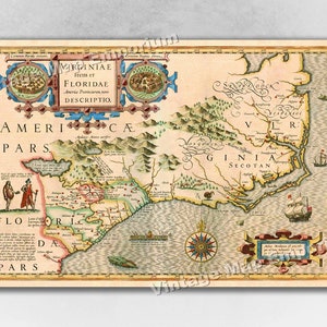 1623 Virginia and East Coast Colonial Wall Map - Art Print Poster