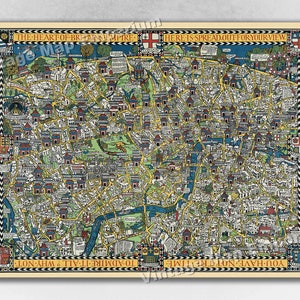 1927 “London Wonderground” Vintage London Street Subway Art Map - Vintage Wall Art Map Print