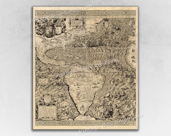 1562 "The New World" - Historic Exploration Map - Vintage Old World Wall Map Art Print Poster