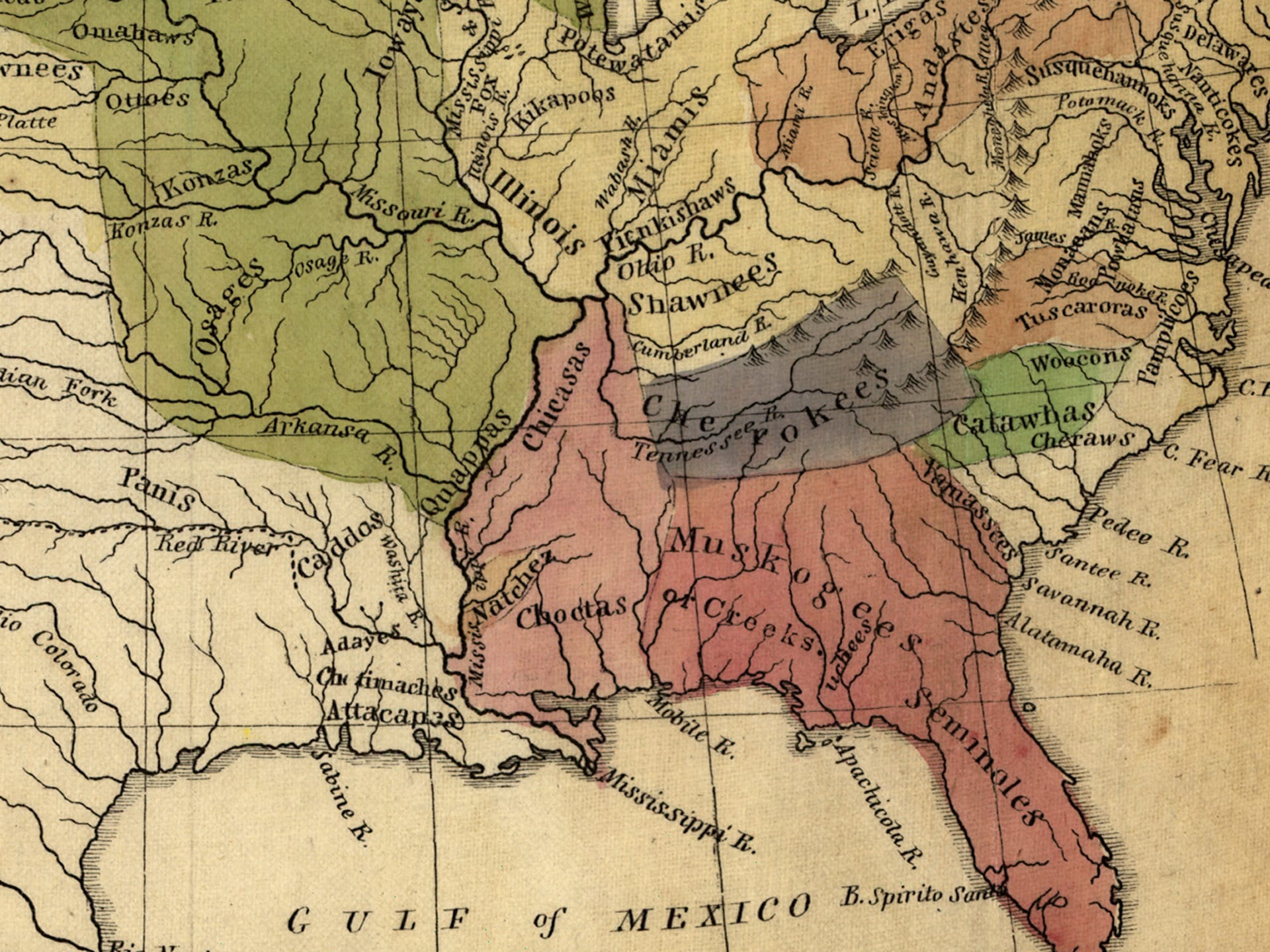 1836 Map of the Indian Tribes of North America About 1600 A.D ...