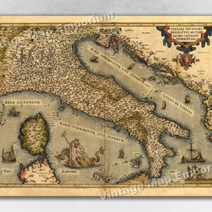 Italy (Italia) 1570 Orbis Terrarum - Historic Abraham Ortelius Map - Vintage Old Italian Wall Map Art Print Poster