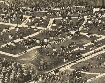 P・ロネット　風景画 1887 Frankfort, New York Map - Panoramic Old City Map