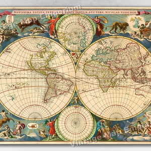 1695 “Novissima Totius Terrarum Orbis” - Vintage Old World Map Art Print Poster