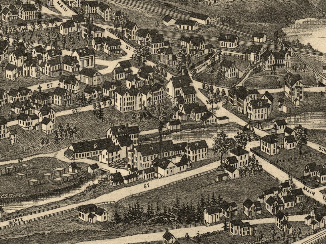 1886 Baldwinville Massachusetts Map Panoramic Old City Map Etsy