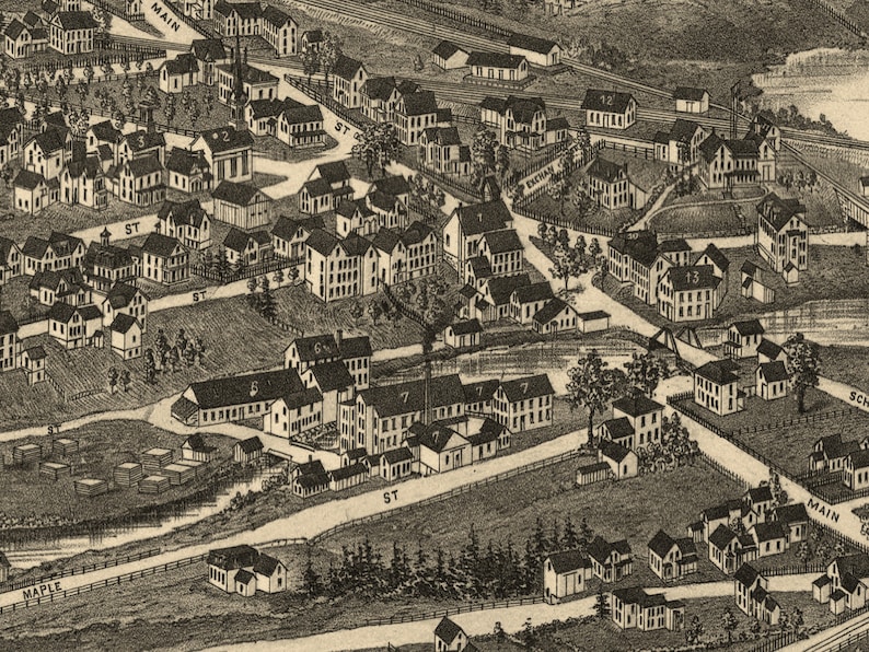 1886 Baldwinville Massachusetts Map Panoramic Old City Map Etsy