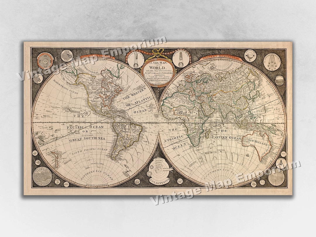1799 Captain Cook Discovery Map - Historic New World Vintage Map ...