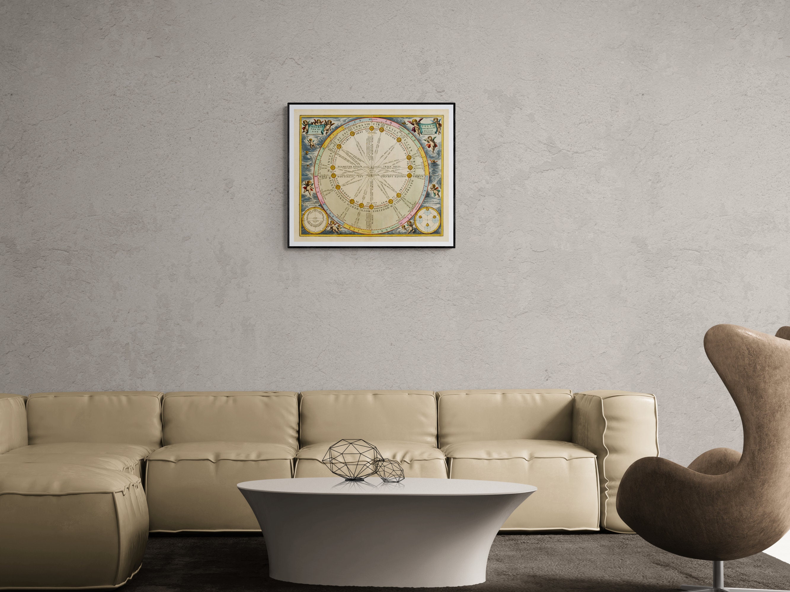 1660 Celestial Map Print Plate 16 - "representation of the Sun in Orbit ...
