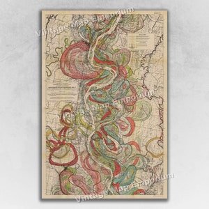 Sheet 10 - Fisk Mississippi River Meander Belt Map - Ancient Courses of the Mississippi River Geological Map - Vintage Wall Map Art Decor