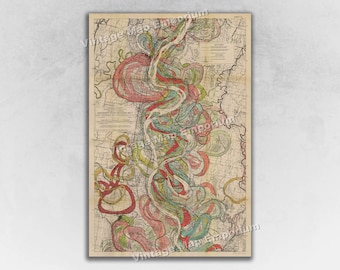 Sheet 10 - Fisk Mississippi River Meander Belt Map - Ancient Courses of the Mississippi River Geological Map - Vintage Wall Map Art Decor