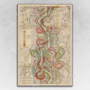 Sheet 9 - Fisk Mississippi River Meander Belt Map - Ancient Courses of the Mississippi River Geological Map - Vintage Wall Map Art Decor