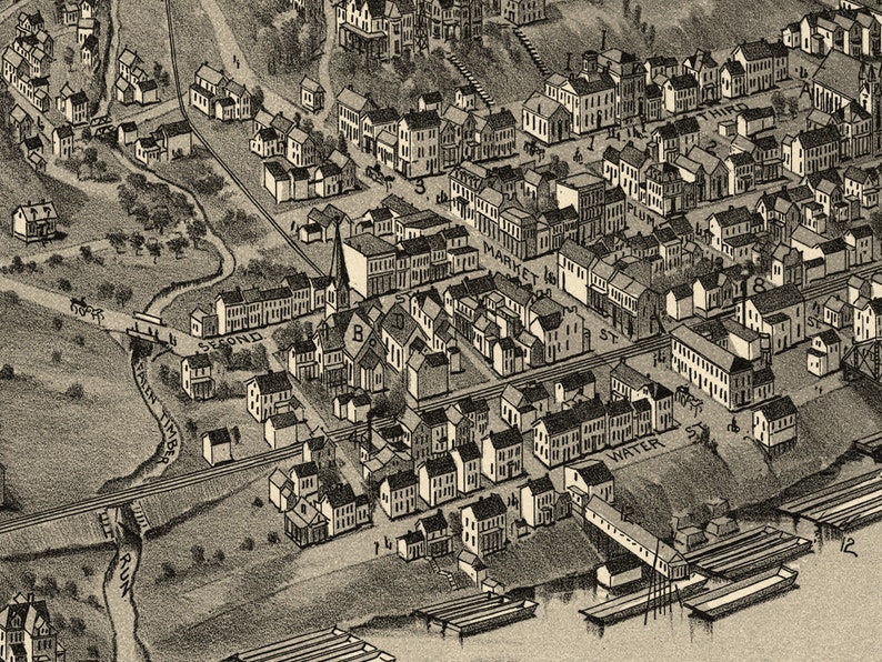 1897 Elizabeth Pennsylvania Map Panoramic Old City Map Etsy