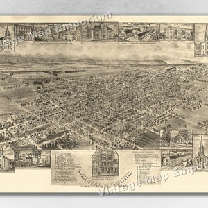 1903 Mechanicsburg, Pennsylvania Map - Panoramic Old City Map - Historic Birds Eye View Vintage Map Art Print