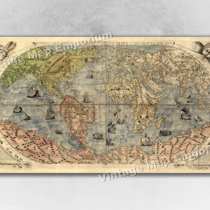 1565 Known World Map and of the Americas by Gastaldi Bertelli - Vintage Old World Wall Map Art Print Poster