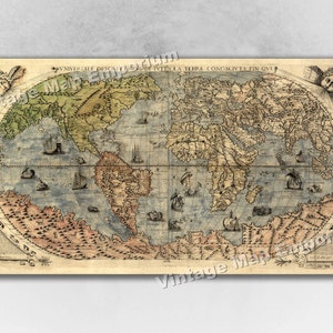 1565 Known World Map and of the Americas by Gastaldi Bertelli - Vintage Old World Wall Map Art Print Poster