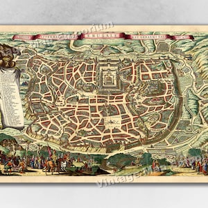 1660 Jerusalem City Map - Historic Map of the Holy Land - Vintage Old World Wall Map Art Print Poster