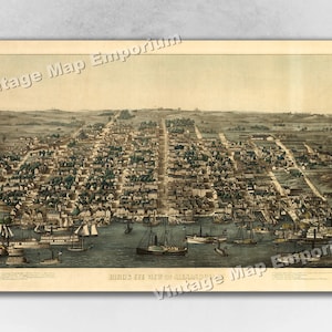 1863 Alexandria, Virginia Map - Panoramic Old City Map - Historic Birds Eye View Vintage Map Art Print