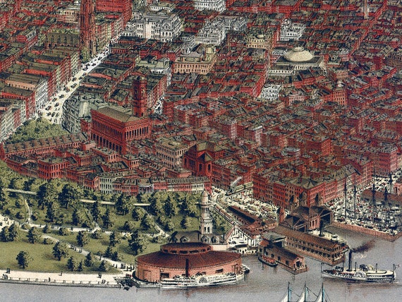 1884 New York City, New York Map - NYC Panoramic Old City Map
