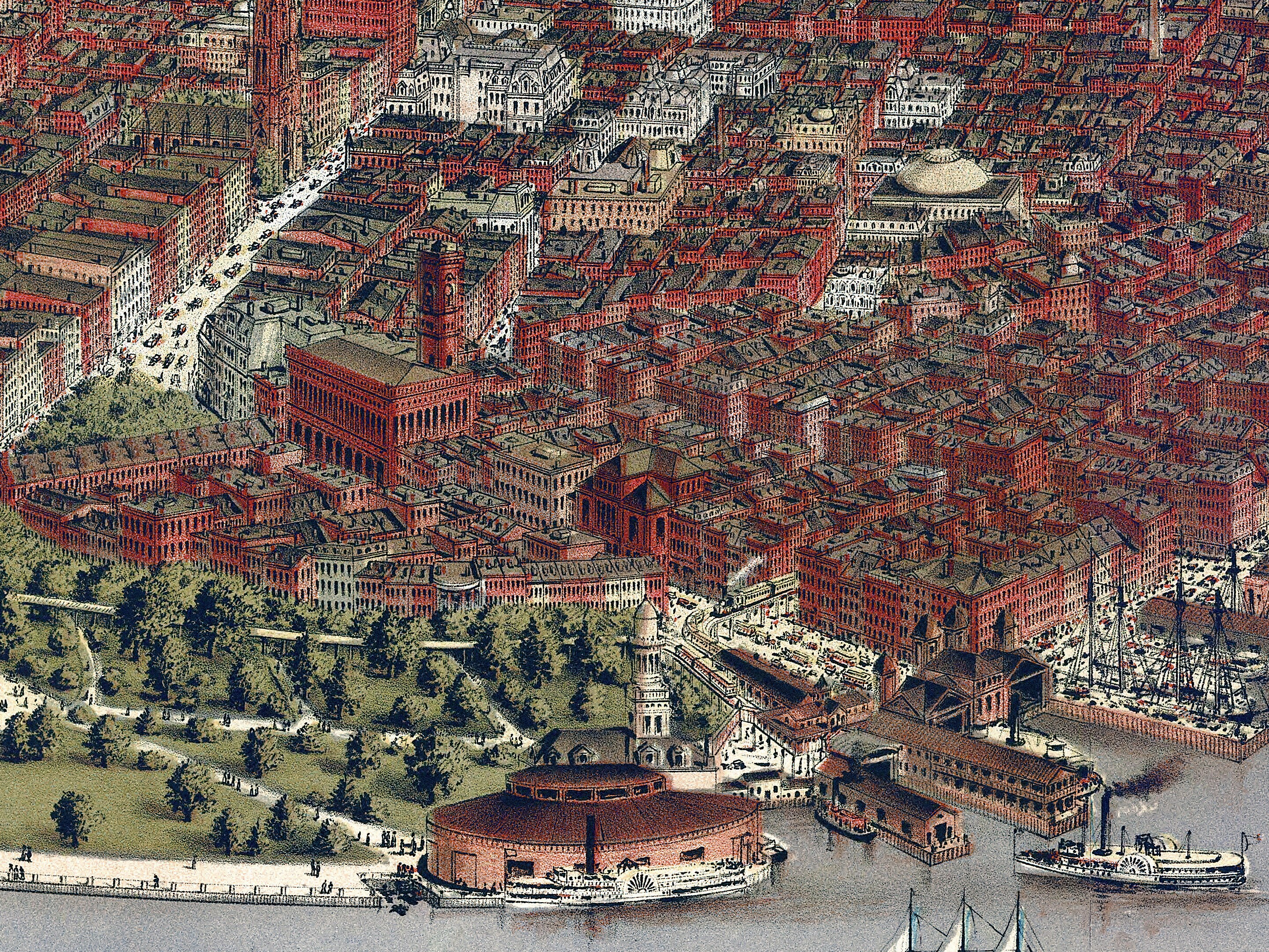 1884 New York City, New York Map - NYC Panoramic Old City Map