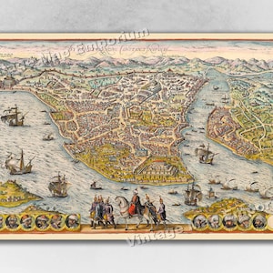 1576 Constantinople Istanbul Turkey - Ottoman Empire Historic Vintage Style Wall Map Art Print Poster