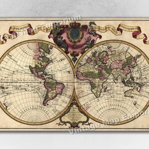 1720 Mappe Monde du Roy - Old World Exploration Map - Guillaume de L&#39;Isle Wall Map Historic Art Print - Restoration Decor Map