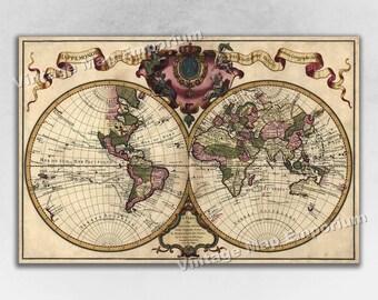 1720 Mappe Monde du Roy - Old World Exploration Map - Guillaume de L'Isle Wall Map Historic Art Print - Restoration Decor Map