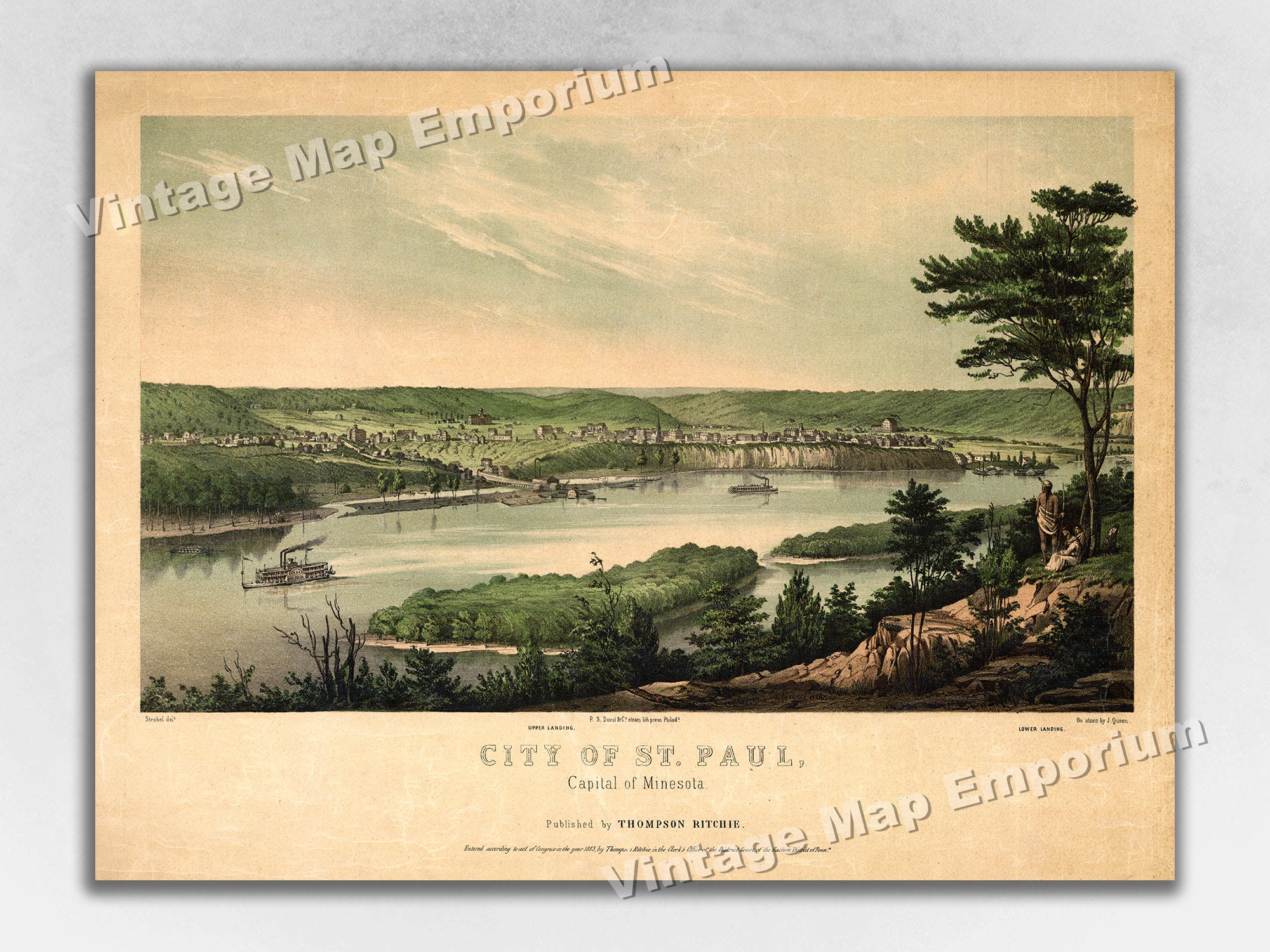 The first printed map of Saint Paul Minnesota - Rare & Antique Maps