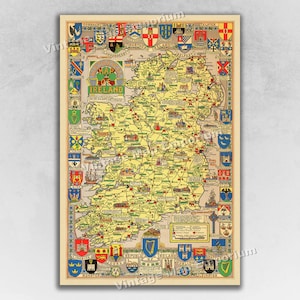 Historical Map of the History of Ireland - Irish Map Art Print Poster