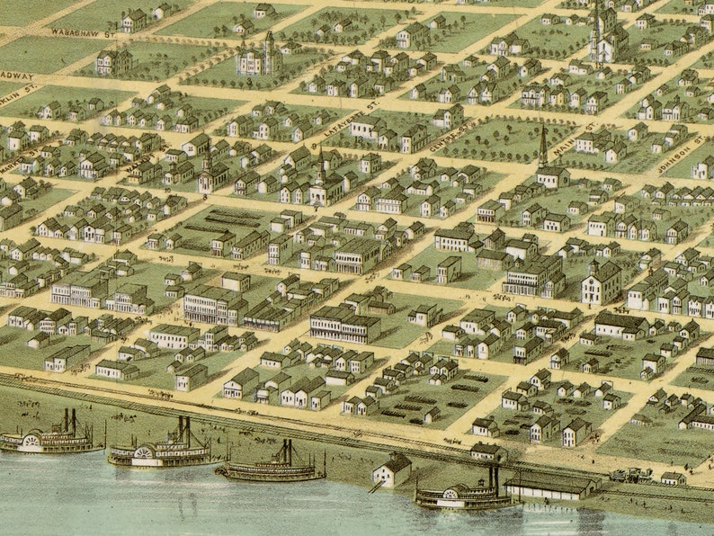 Winona Map 1867 Winona, Minnesota Map - Panoramic Old City Map - Historic Birds ...