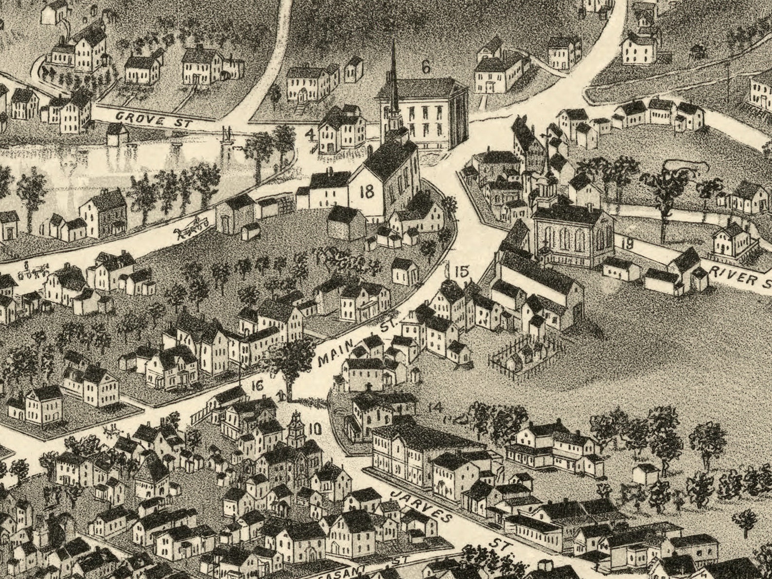 1884 Sandwich Village, Massachusetts Map - Panoramic Old City Map ...