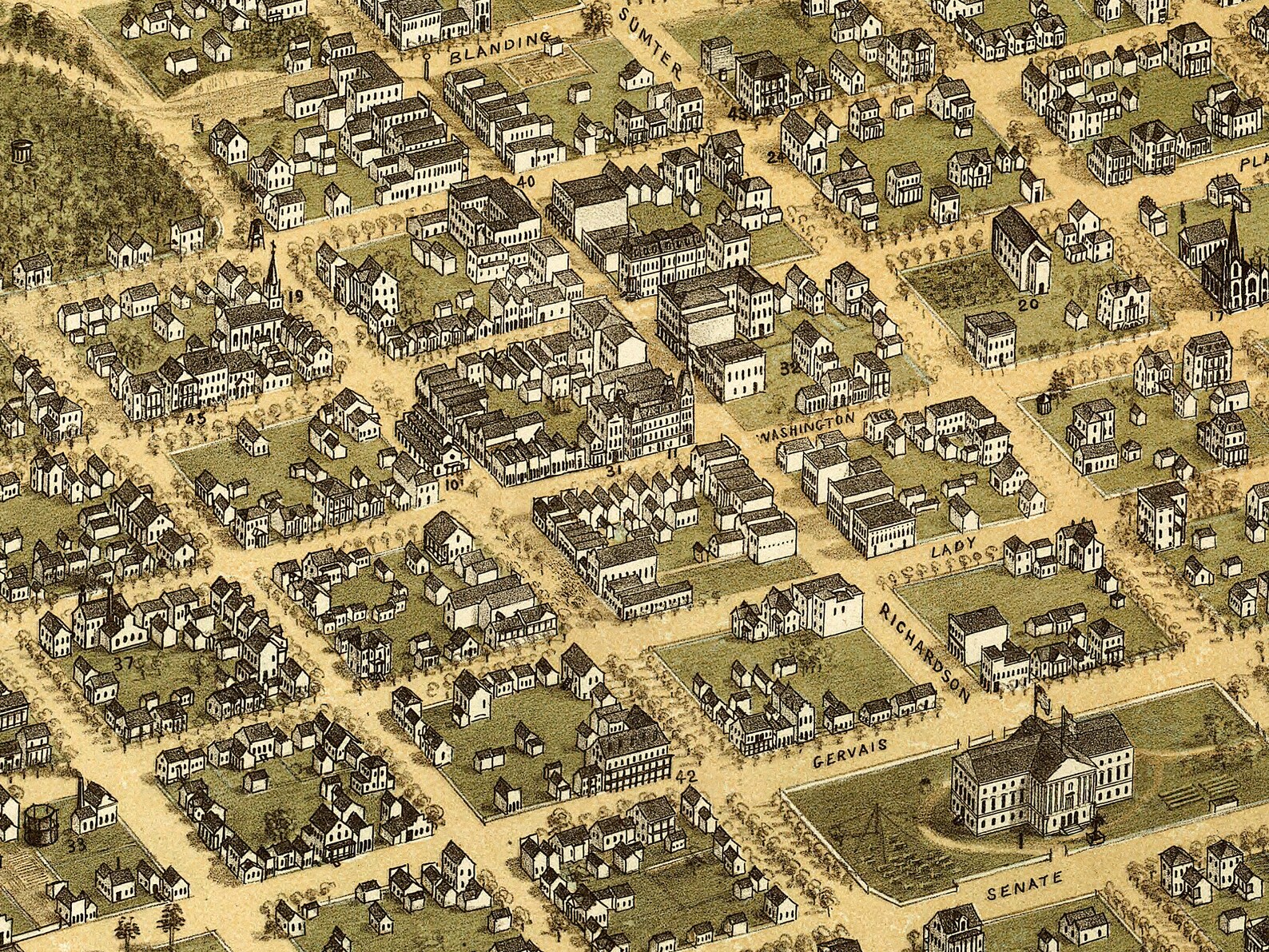 1872 Columbia South Carolina Map Panoramic Old City Map Etsy