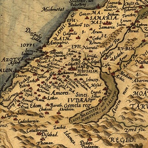 Palestine 1570 Orbis Terrarum Historic Abraham Ortelius Map Vintage Old Palestine Holy Land Wall Map Art Print Poster image 2