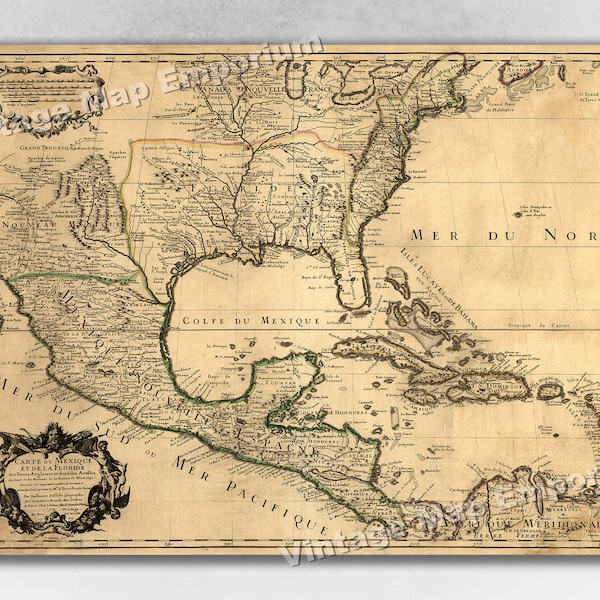 1703 New World Spanish Colonies Old Map - North American Art Print Poster