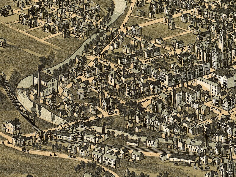1896 Butler Pennsylvania Map Panoramic Old City Map - Etsy