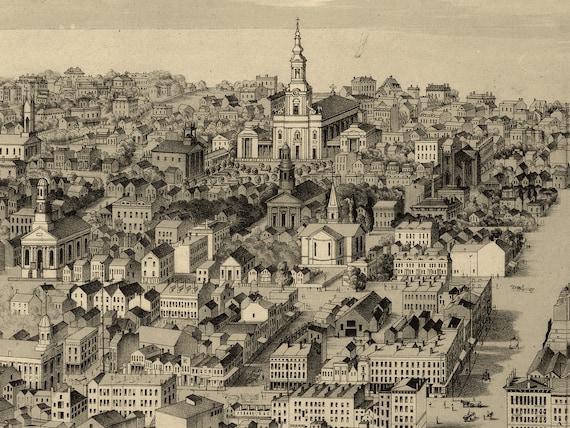 1854 Milwaukee, Wisconsin Map - Panoramic Old City Map