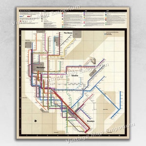 1972 Massimo Vignelli New York Subway Map - NYC MTA Subway System Map - Vintage Old NY Subway Wall Decor Map Art Print Poster