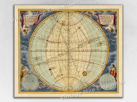 1660 Celestial Map Print Plate 12 - 