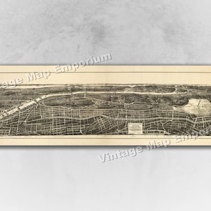 1897 NYC Bronx, New York Map - Panoramic Old City Map - Historic Birds Eye View Vintage Map Art Print