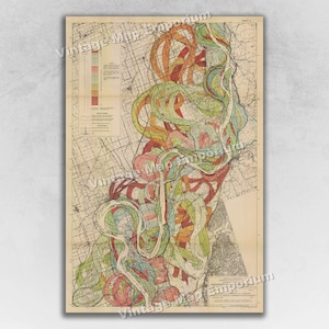 Sheet 2 - Fisk Mississippi River Meander Belt Map - Ancient Courses of the Mississippi River Geological Map - Vintage Wall Map Art Decor
