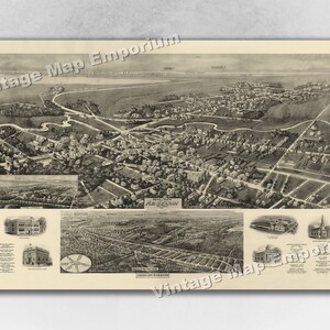 1924 Abescon, New Jersey Map - Panoramic Old City Map - Historic Birds Eye View Vintage Map Art Print
